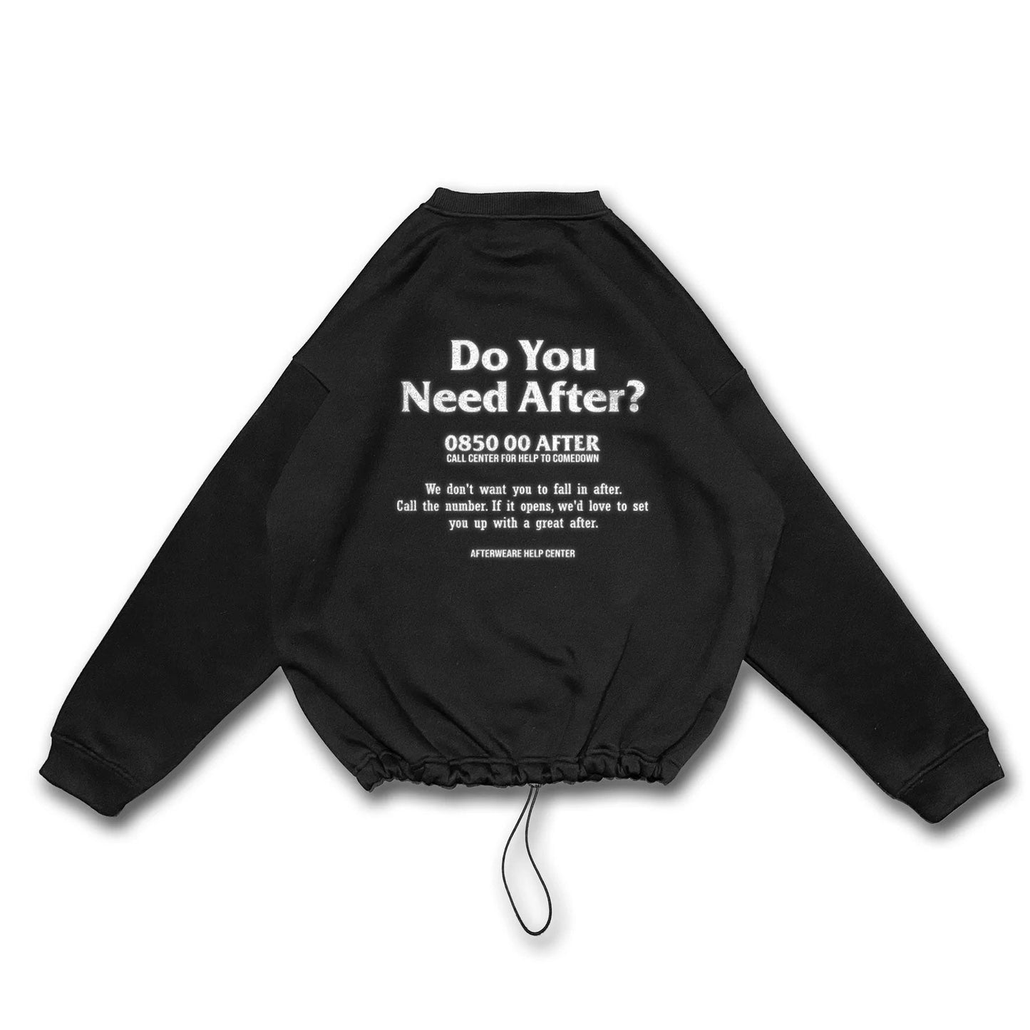 OVERSIZE BLACK SWEATSHIRT 'DO YOU NEED AFTER' REFLECTIVE.