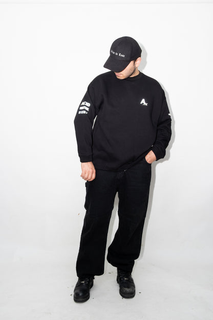 Unisex Siyah Oversize Sweatshirt 'Techno 2026' Limited Edition