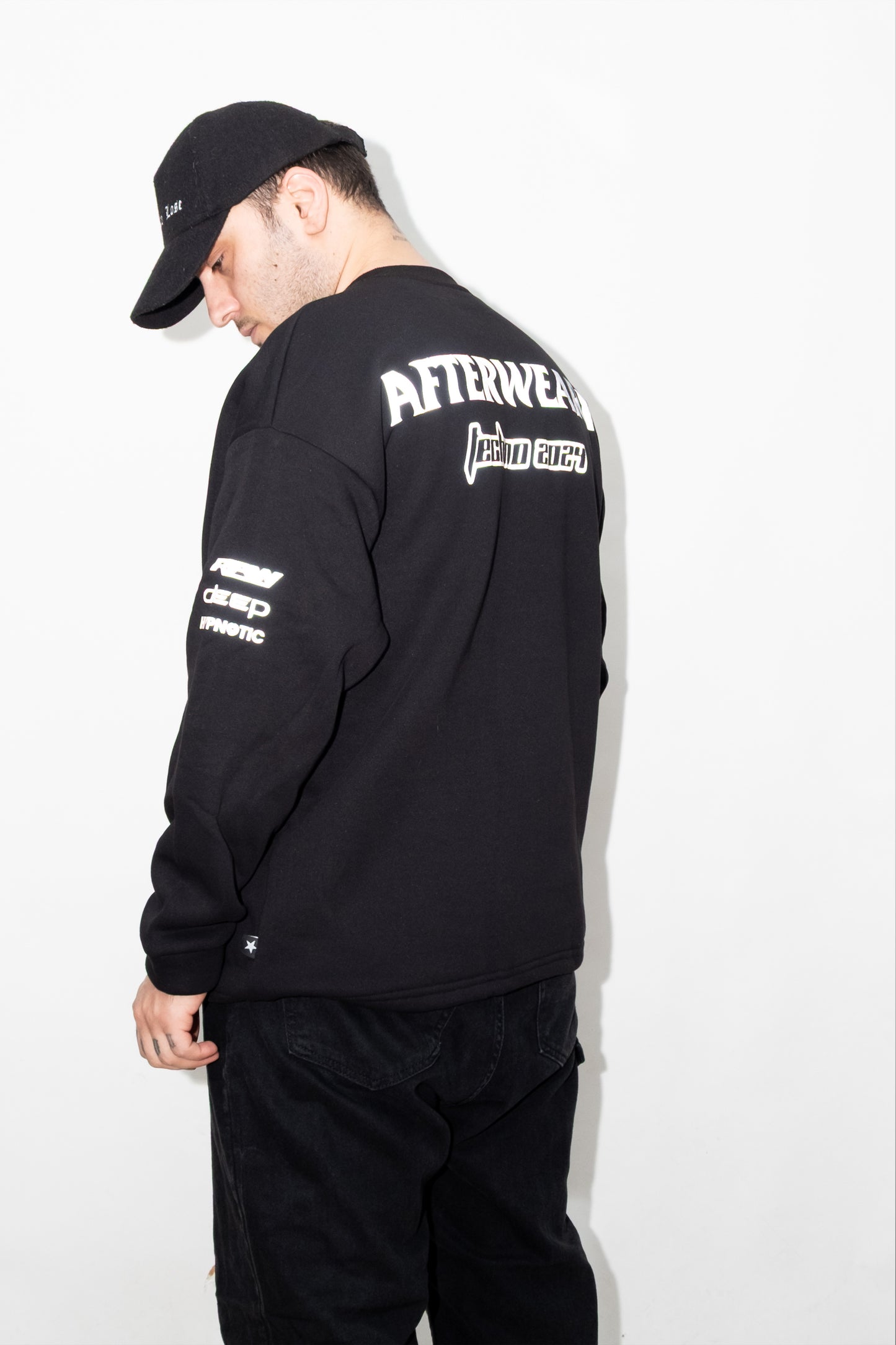 Unisex Siyah Oversize Sweatshirt 'Techno 2026' Limited Edition