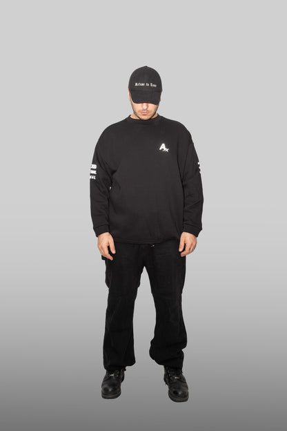 Unisex Siyah Oversize Sweatshirt 'Techno 2026' Limited Edition