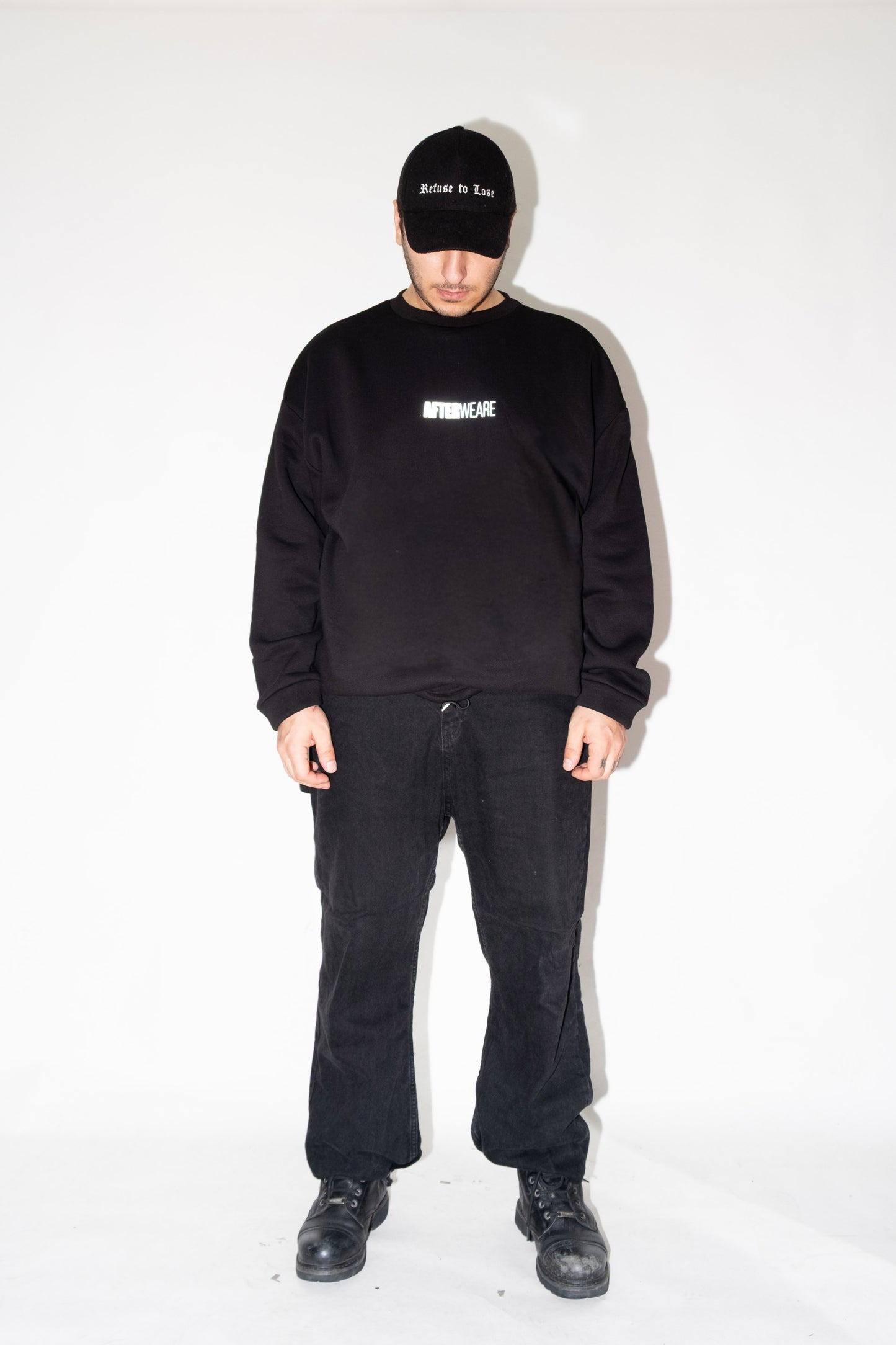 Unisex Siyah Oversize Sweatshirt 'Hardocre Motherfucker'