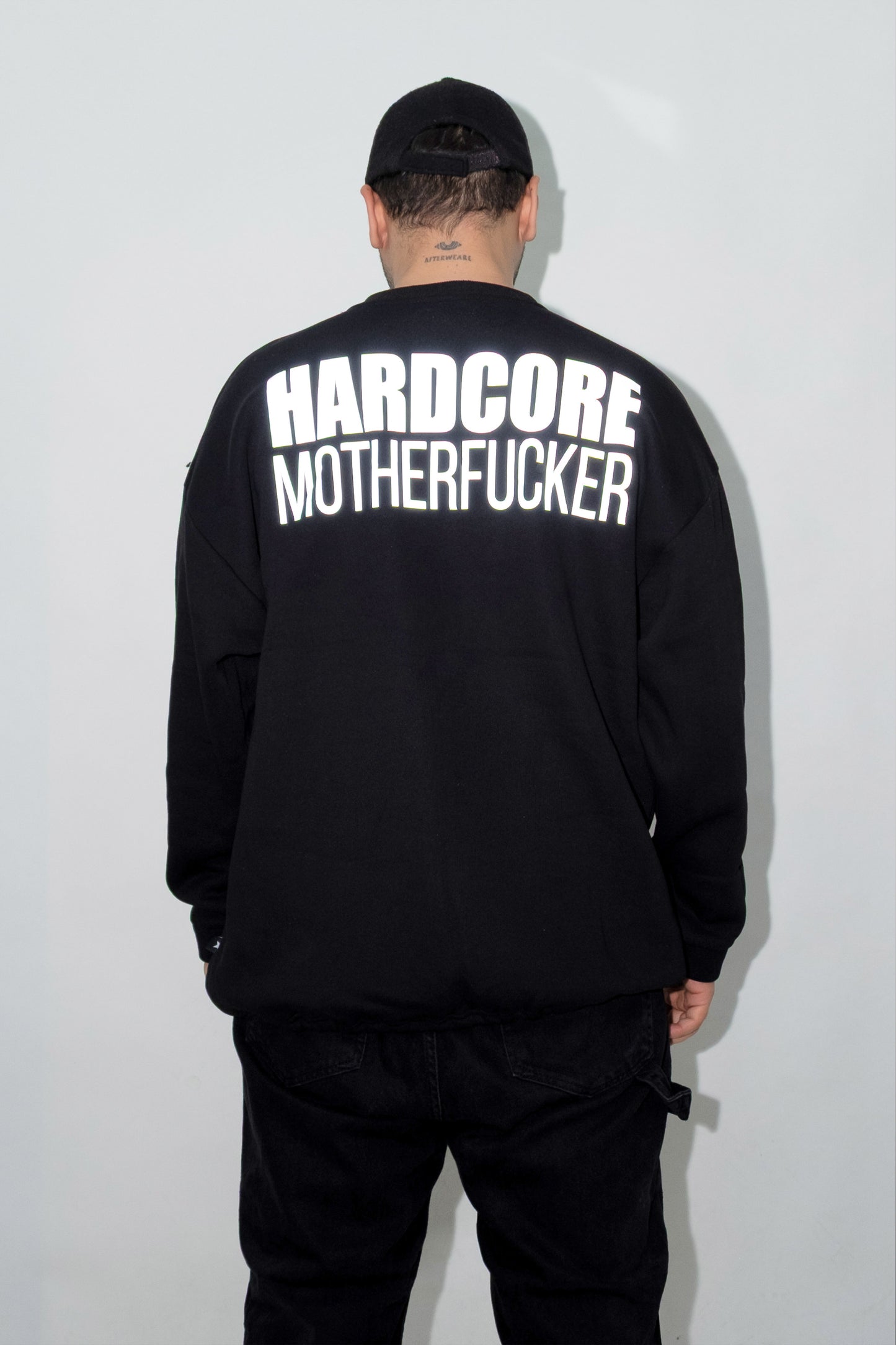 Unisex Siyah Oversize Sweatshirt 'Hardocre Motherfucker'