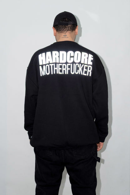 Unisex Siyah Oversize Sweatshirt 'Hardocre Motherfucker'