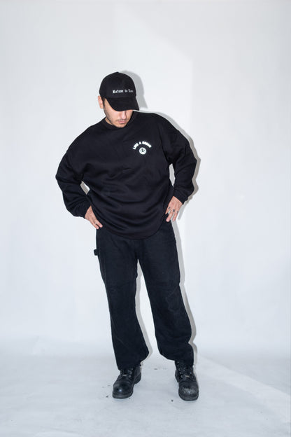 Unisex Siyah Oversize Sweatshirt 'Like A Dream'