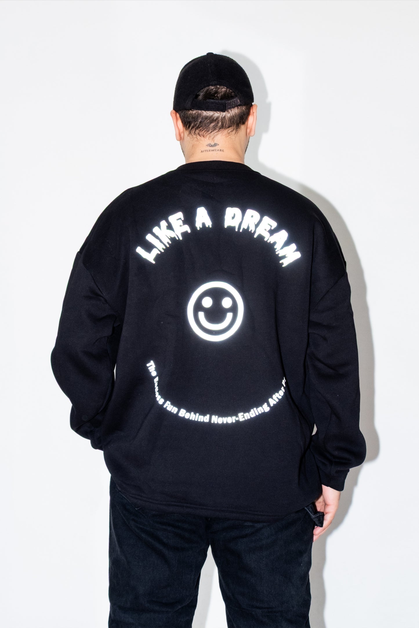 Unisex Siyah Oversize Sweatshirt 'Like A Dream'