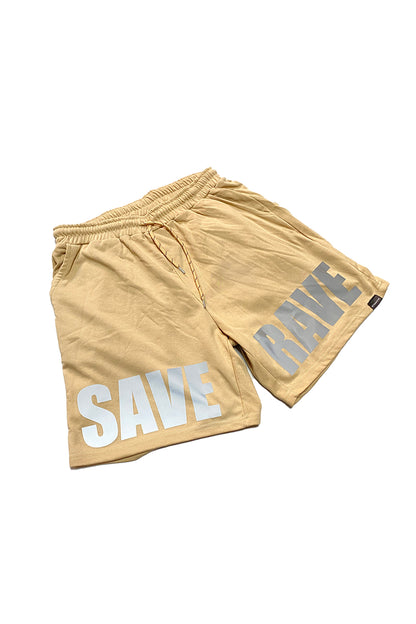 Reflektör baskılı kum rengi erkek şort - reflective print sand man short