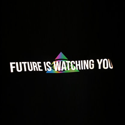 OVERSIZE BLACK SWEATSHIRT 'FUTURE IS WATCHING YOU' HOLO REFLECTIVE.