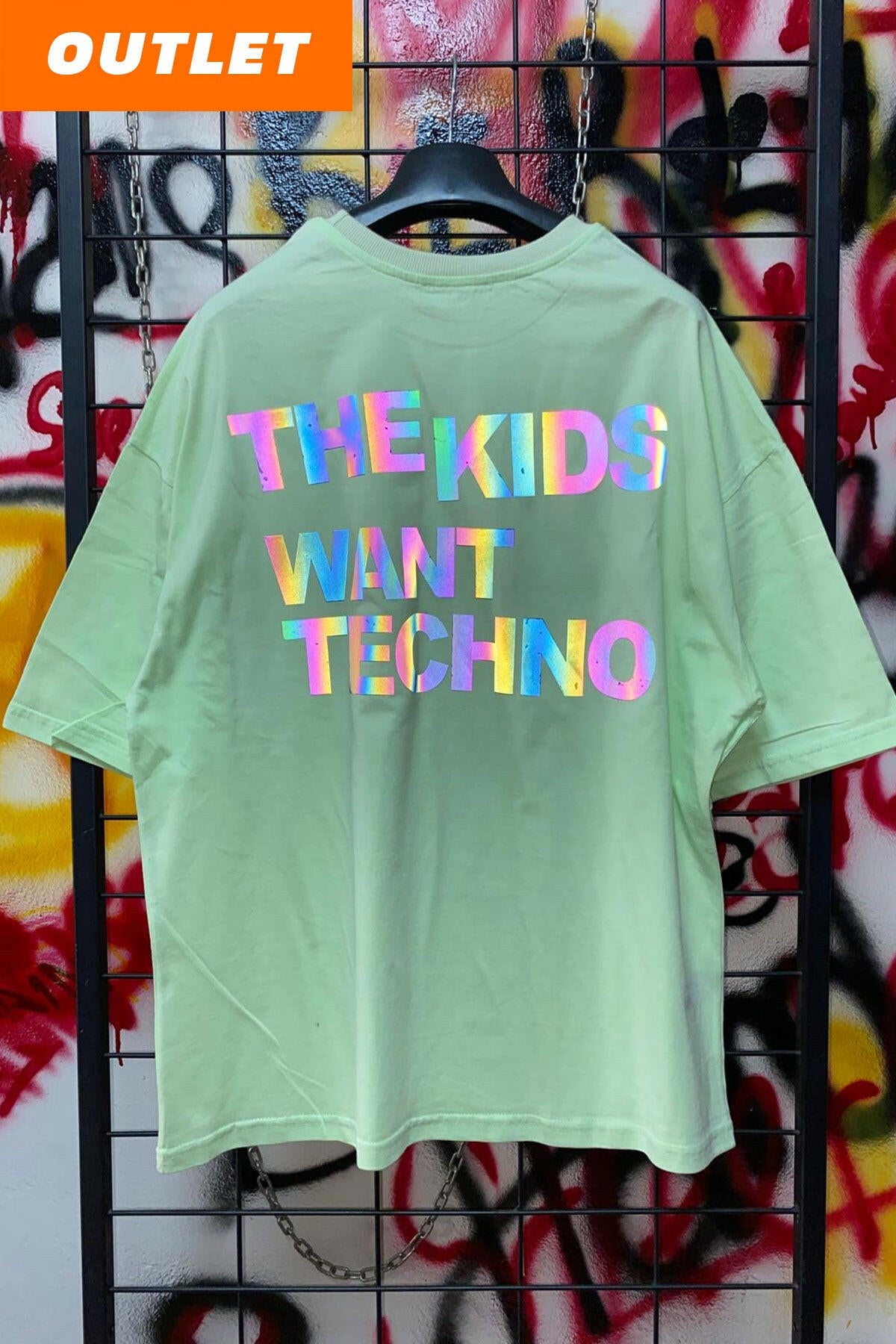 OUTLET - GREEN OVERSIZE T-SHIRT THE KIDS WANT TECHNO.