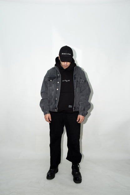 Taşlı Antrasit Kot Ceket