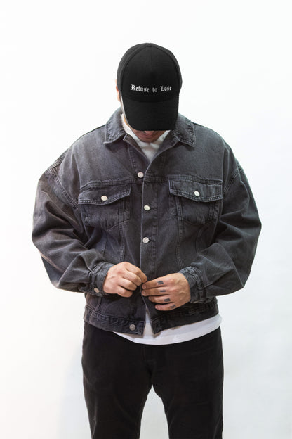 Taşlı Antrasit Kot Ceket