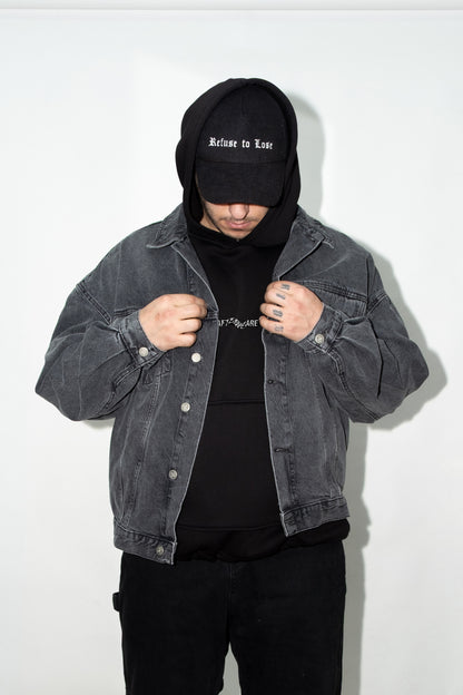 Taşlı Antrasit Kot Ceket