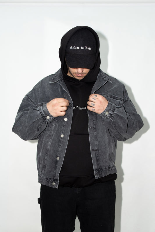 Taşlı Antrasit Kot Ceket