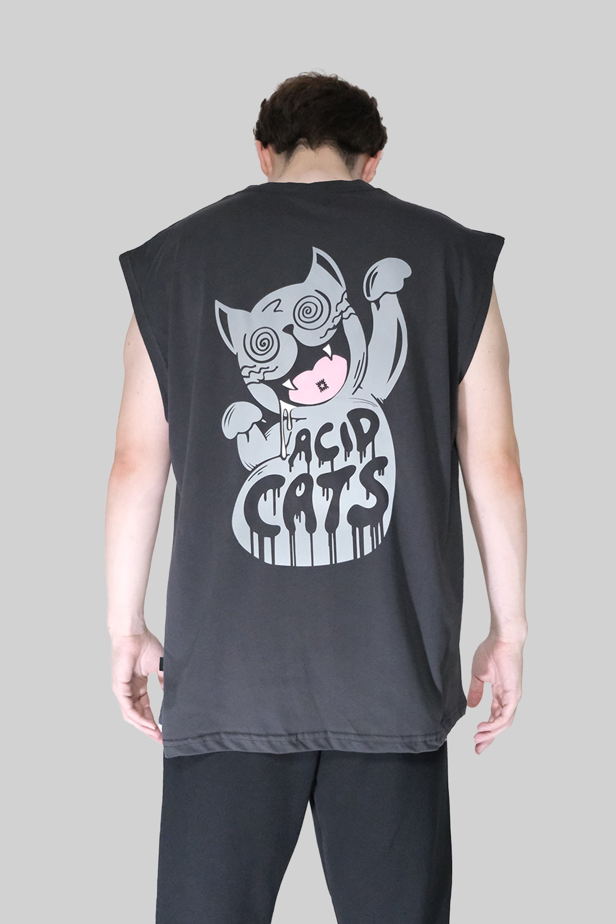 Kolsuz Tişört Üst Sporcu Atlet - Acid Cats | Reflective Sleeveless Top