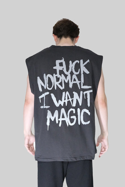 Kolsuz Tişört Üst Sporcu Atlet - Fuck Normal I Want Magic | Reflective Sleeveless Top