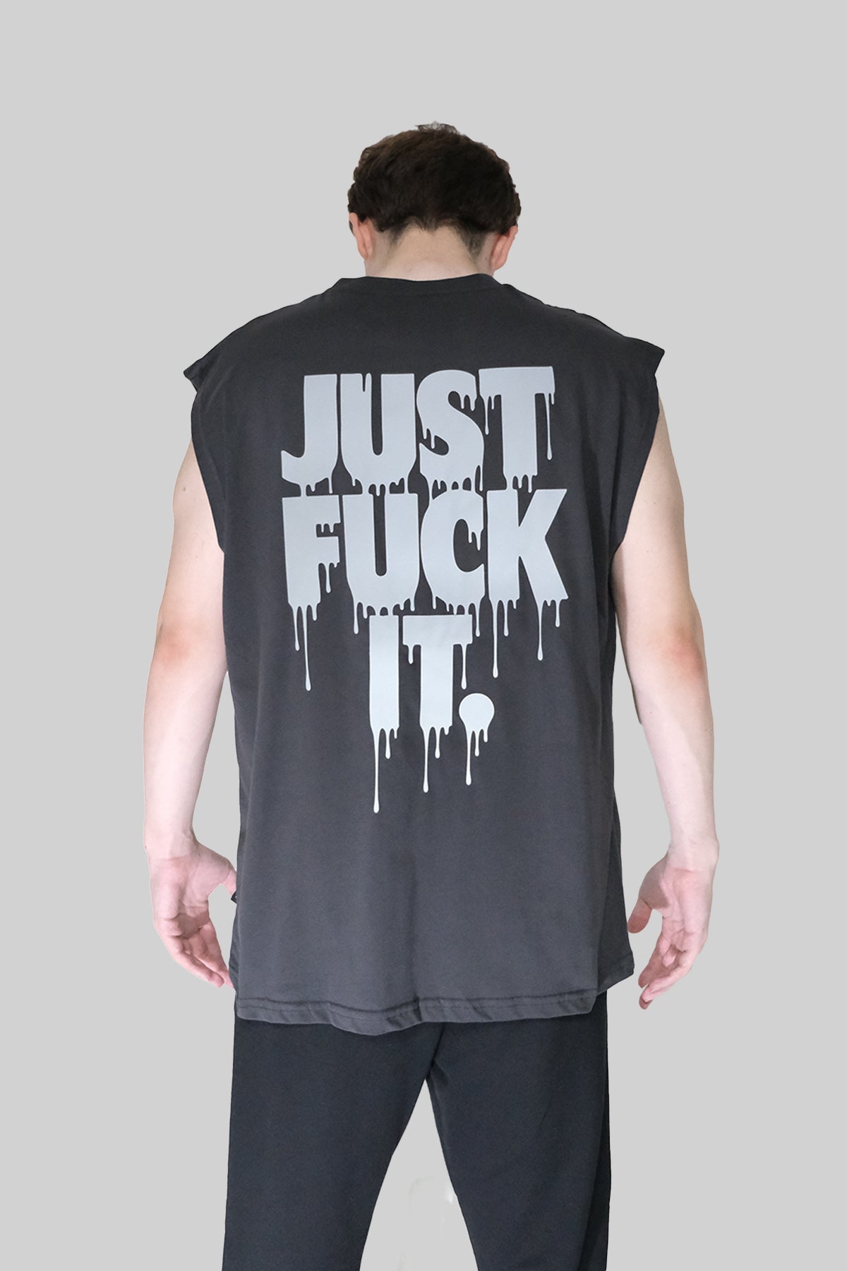 Kolsuz Tişört Üst Sporcu Atlet - Just Fuck it | Reflective Sleeveless Top