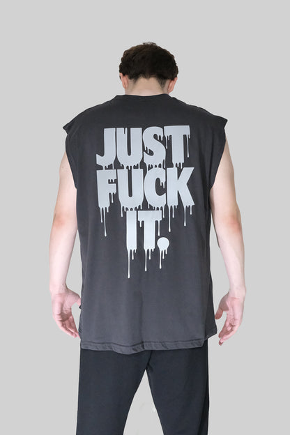Kolsuz Tişört Üst Sporcu Atlet - Just Fuck it | Reflective Sleeveless Top