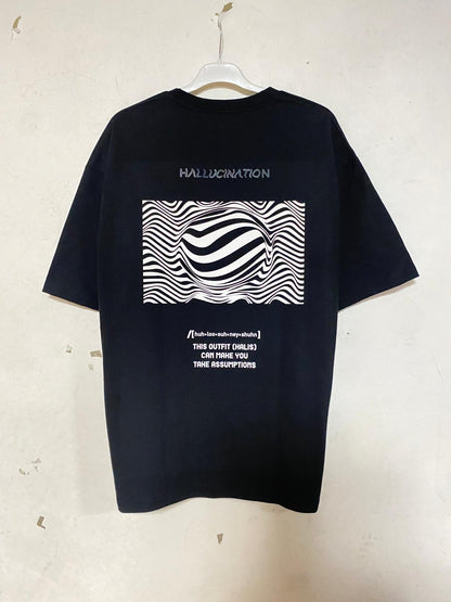 Oversize Siyah Tişört 'HALLUCINATION'