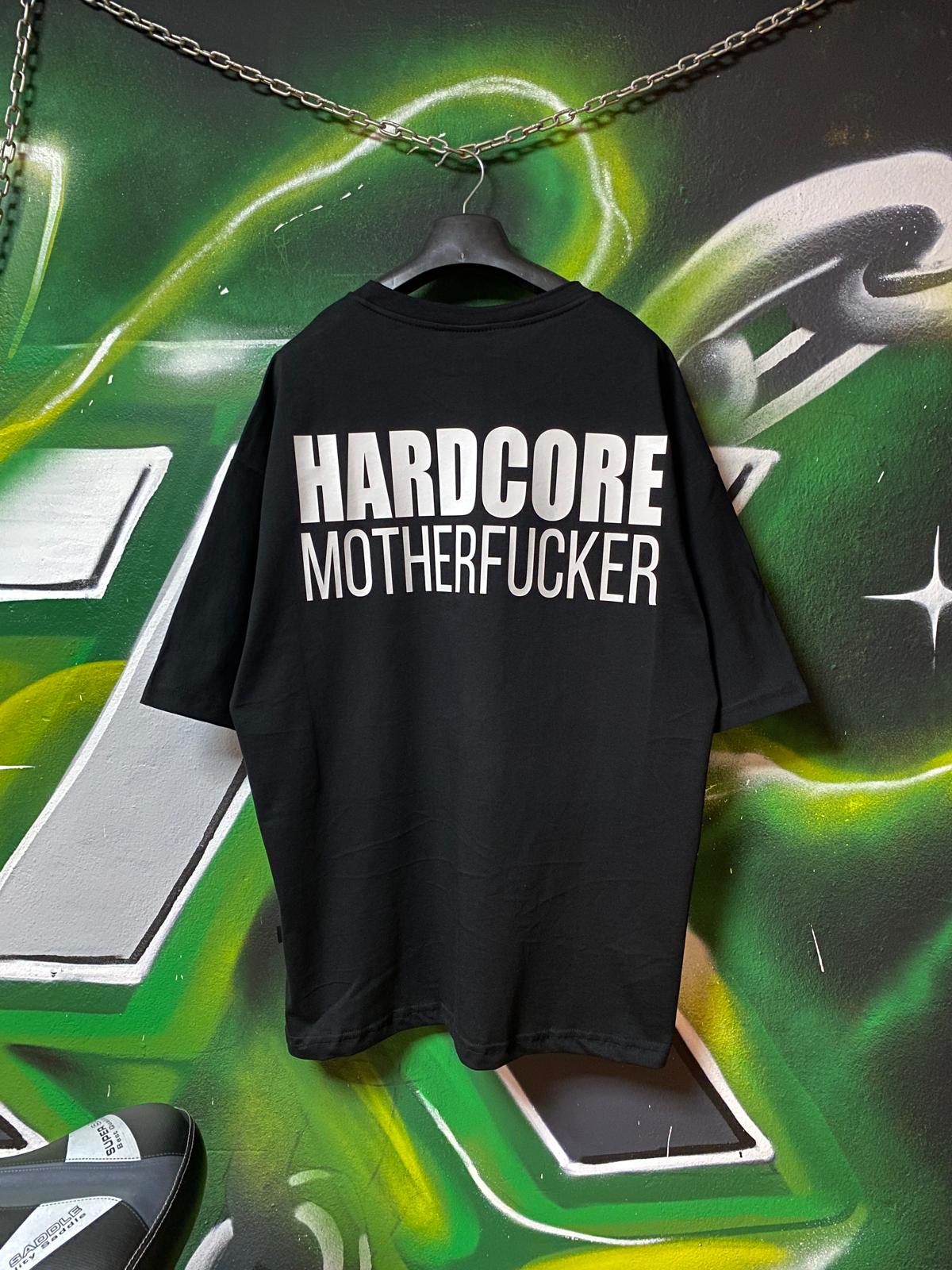 Oversize Siyah Tişört 'HARDCORE MOTHERFUCKER'