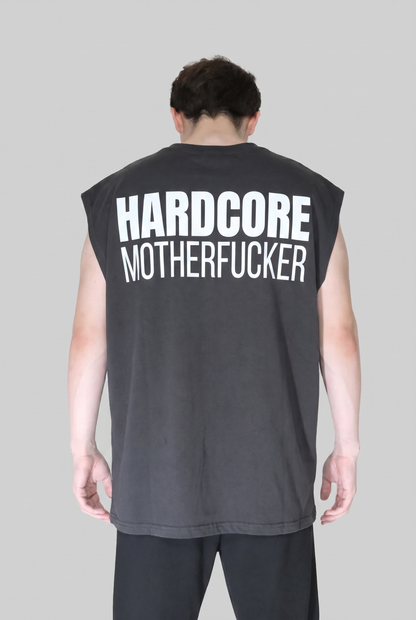 OVERSIZE SCHWARZES T-SHIRT „HARDCORE MOTHERFUCKER“ REFLEKTIEREND