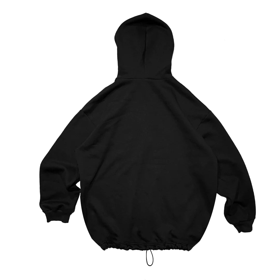 BLACK OVERSIZE HOODIE 'THE KIDS WANT TECHNO' CRYSTAL.