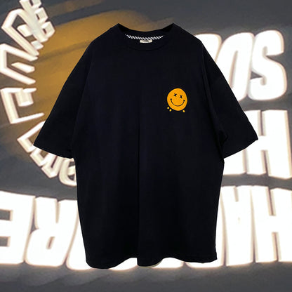 BLACK OVERSIZE T-SHIRT 'HARDCORE HAPPY SOUL' REFLECTIVE & CLOUDFOAM LIMITED