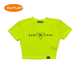 Outlet - NEONGELBES CROP TEE „SAVE THE RAVE“