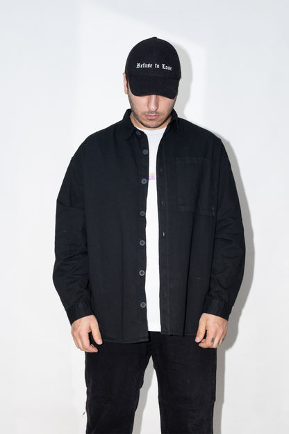 sert kumaşlı siyah gömlek ceket