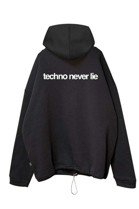 Siyah Kapüşonlu Sweatshirt 'techno never lie'