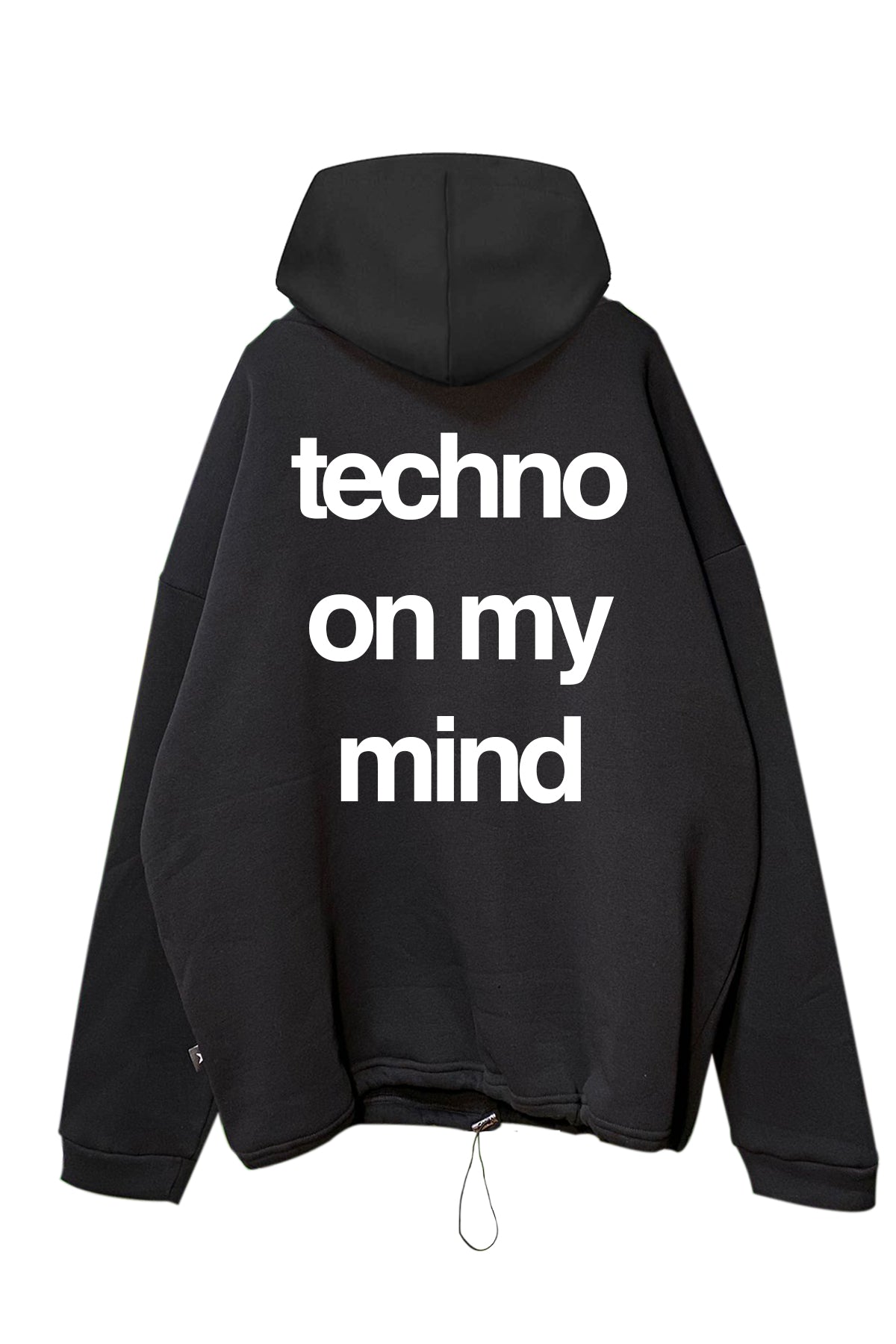 Siyah Kapüşonlu Sweatshirt 'techno on my mind'
