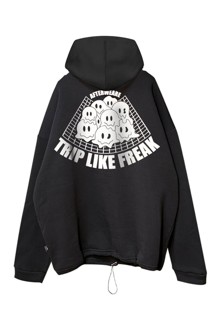 SCHWARZER OVERSIZE-HOODIE „HALLUCINATION“ REFLEKTIEREND