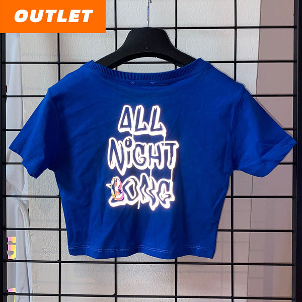 OUTLET - BLAUES CROP-T-SHIRT „THE KIDS WANT TECHNO“