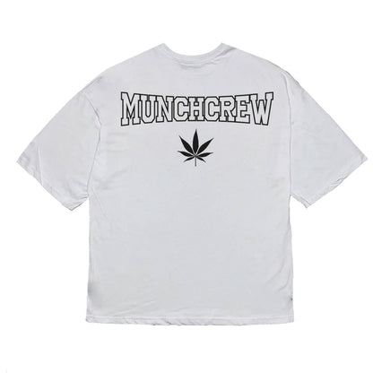 WHITE OVERSIZE T-SHIRT 'MUNCHCREW' RAINBOW REFLECTIVE