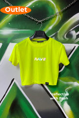 OUTLET - Neon Sarı Crop Tee - Rave