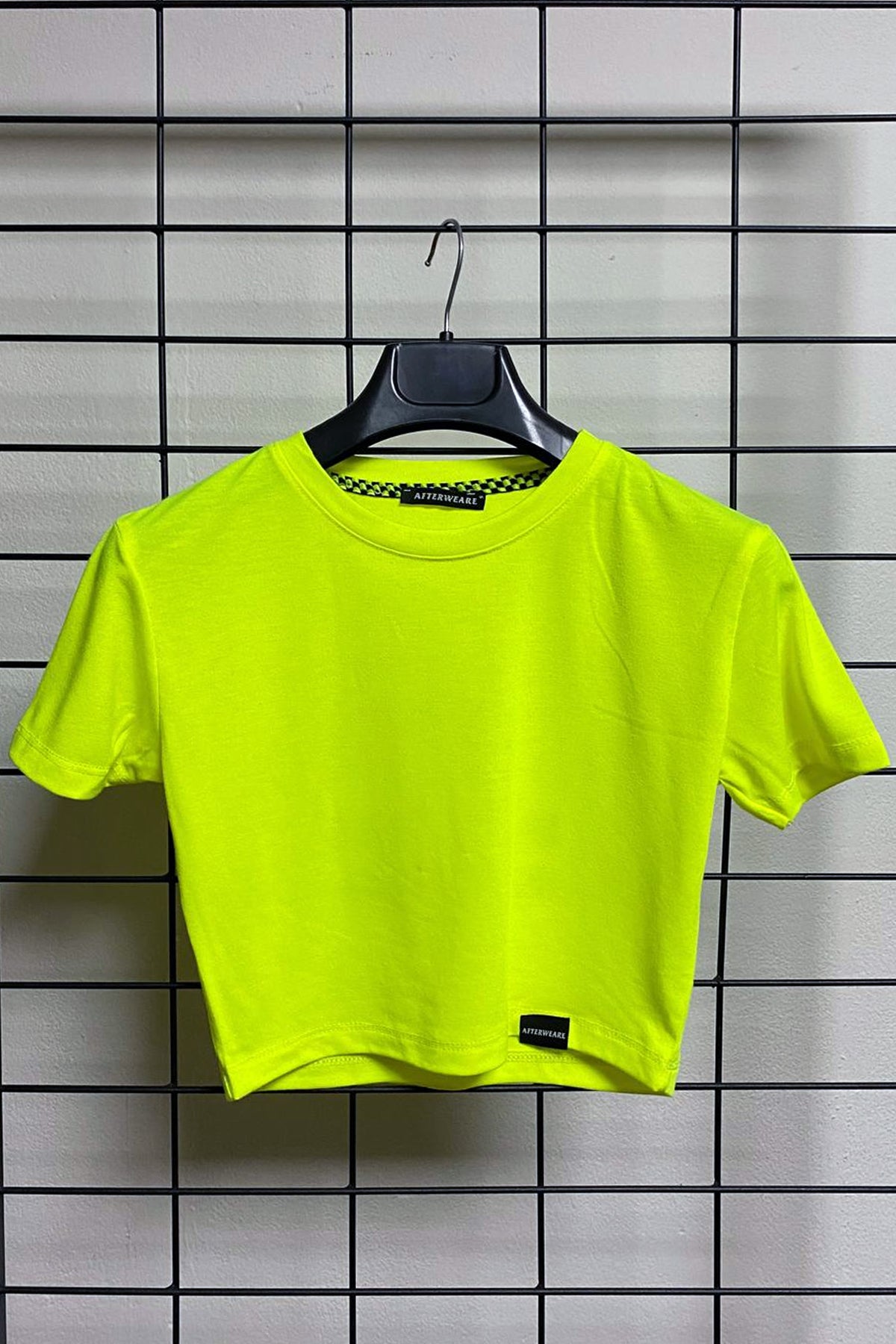 Neon Sarı Crop Tişört - Good Sex No Stress | Reflective Neon Yellow Crop T-shirt.