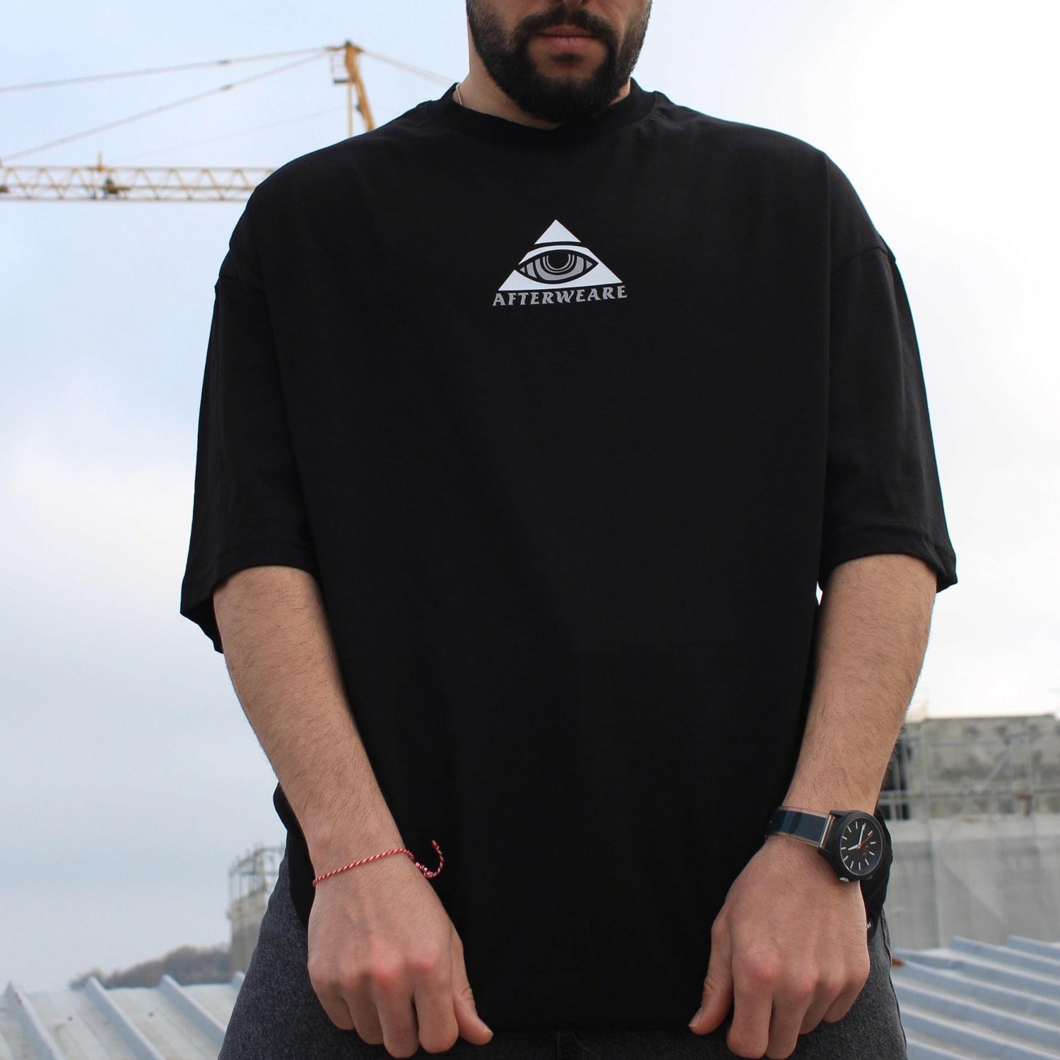 OVERSIZE BLACK T-SHIRT ’AFTERWEARE PYRAMID EYE’ - FREEDOM OVERSIZED