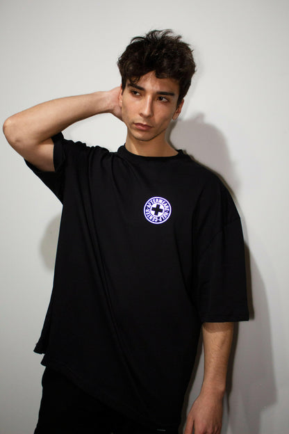 OVERSIZE BLACK T-SHIRT ’DO YOU NEED AFTER’ REFLECTIVE - FREEDOM OVERSIZED