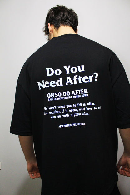 OVERSIZE BLACK T-SHIRT ’DO YOU NEED AFTER’ REFLECTIVE - FREEDOM OVERSIZED