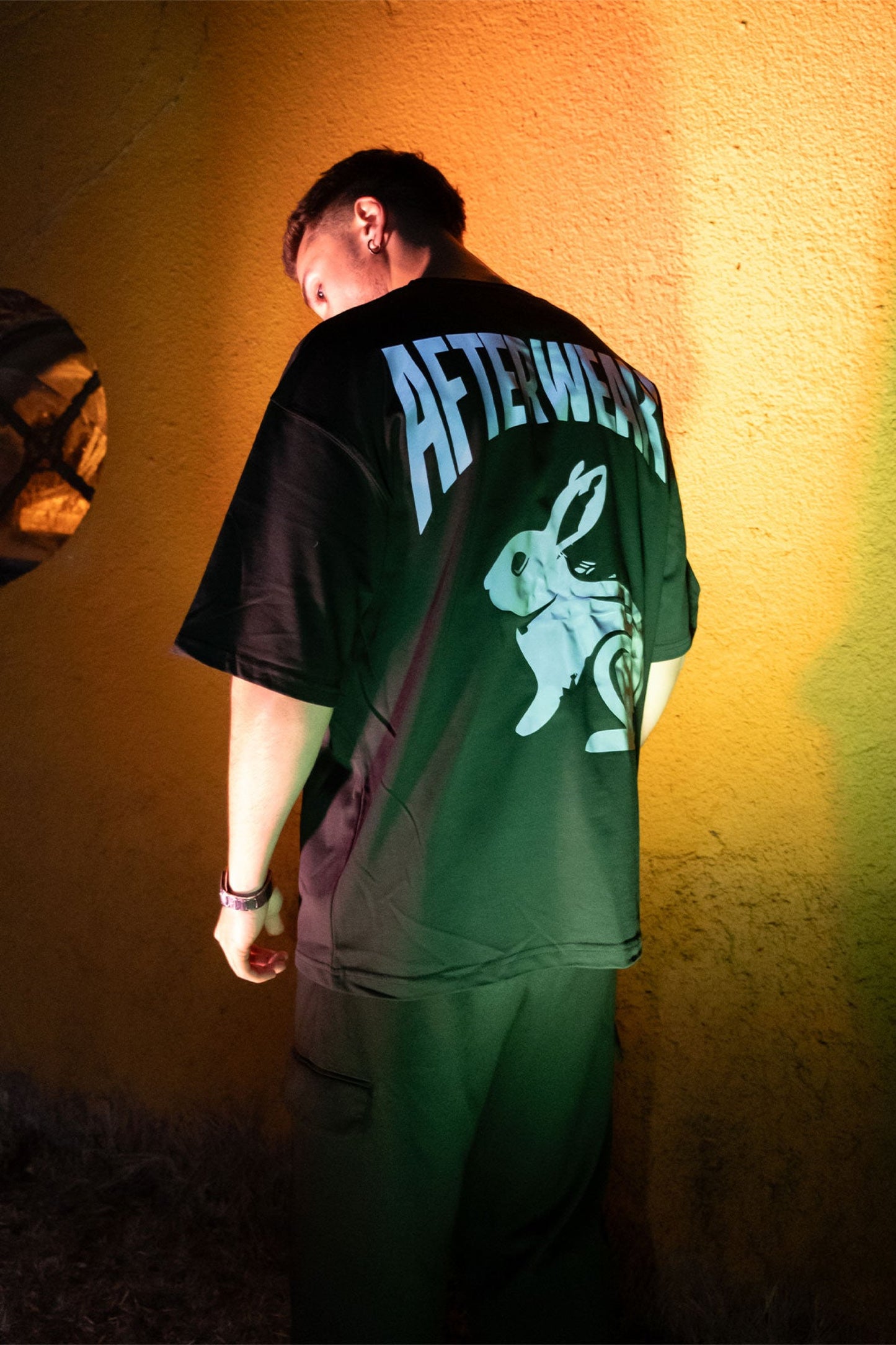 Oversize Black T-shirt ’Follow Me Rabbit’ Oversize Siyah Tişört - FREEDOM OVERSIZED