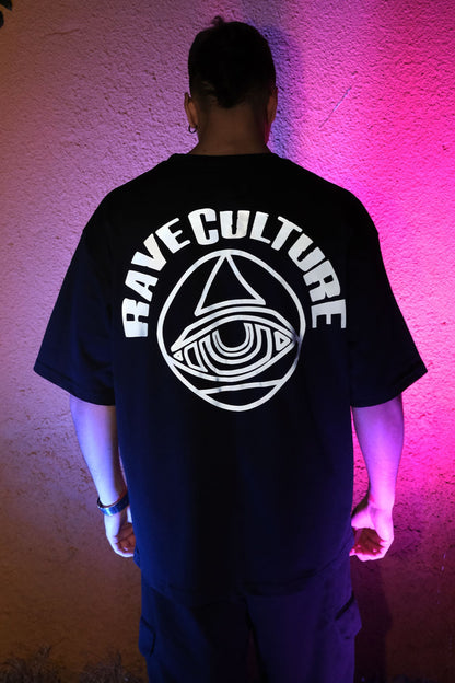 Oversize Black T-shirt ’Rave Culture’ Oversize Siyah Tişört - FREEDOM OVERSIZED