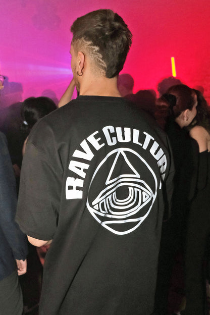 Oversize Black T-shirt ’Rave Culture’ Oversize Siyah Tişört - FREEDOM OVERSIZED