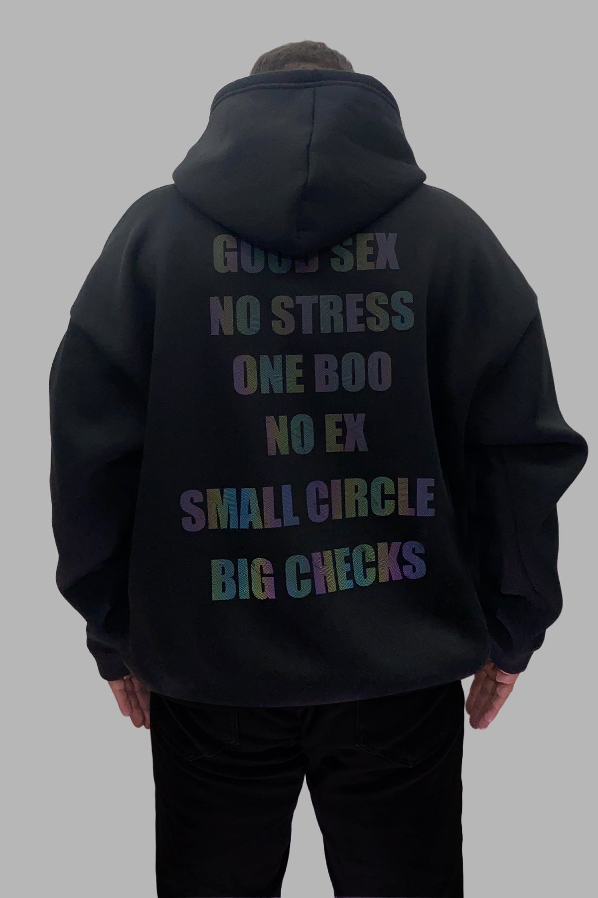 Siyah Kapüşonlu Sweatshirt 'GOOD SEX NO STRESS'