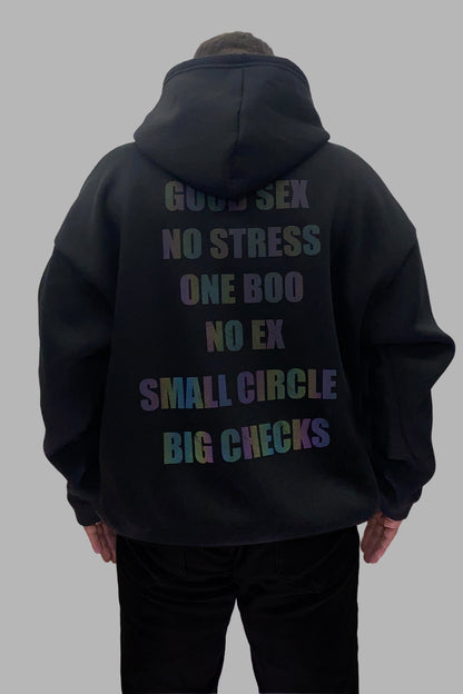 Siyah Kapüşonlu Sweatshirt 'GOOD SEX NO STRESS'