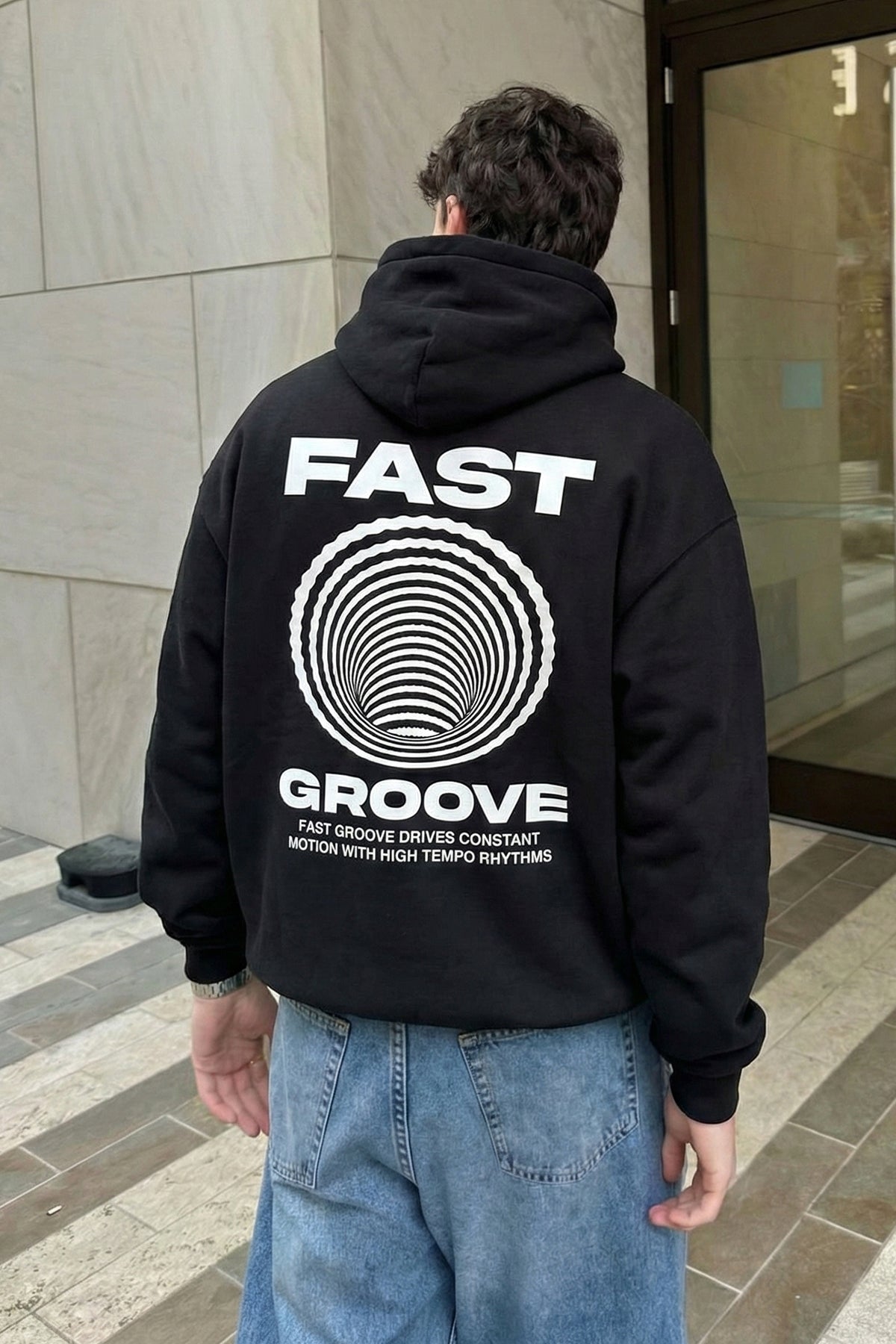 SCHWARZER OVERSIZE HOODIE 'ACID CREW' REFLEKTIEREND 