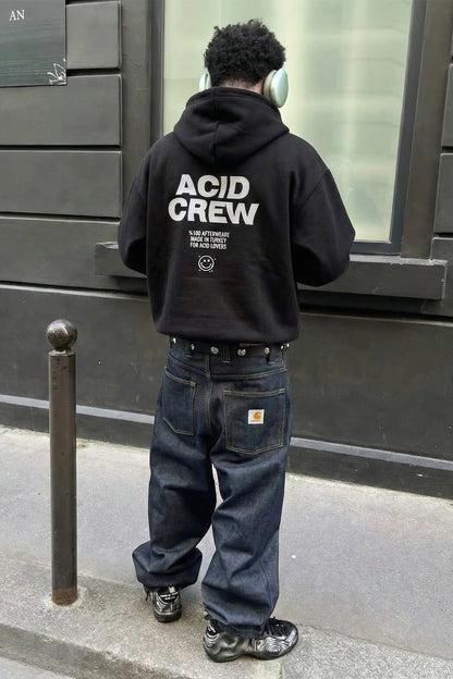 SCHWARZER OVERSIZE HOODIE 'ACID CREW' REFLEKTIEREND 