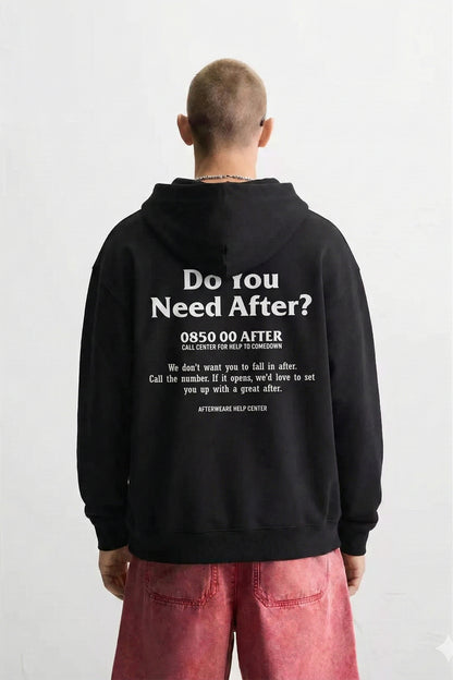 SCHWARZER OVERSIZE-HOODIE „DO YOU NEED AFTER“ REFLEKTIEREND