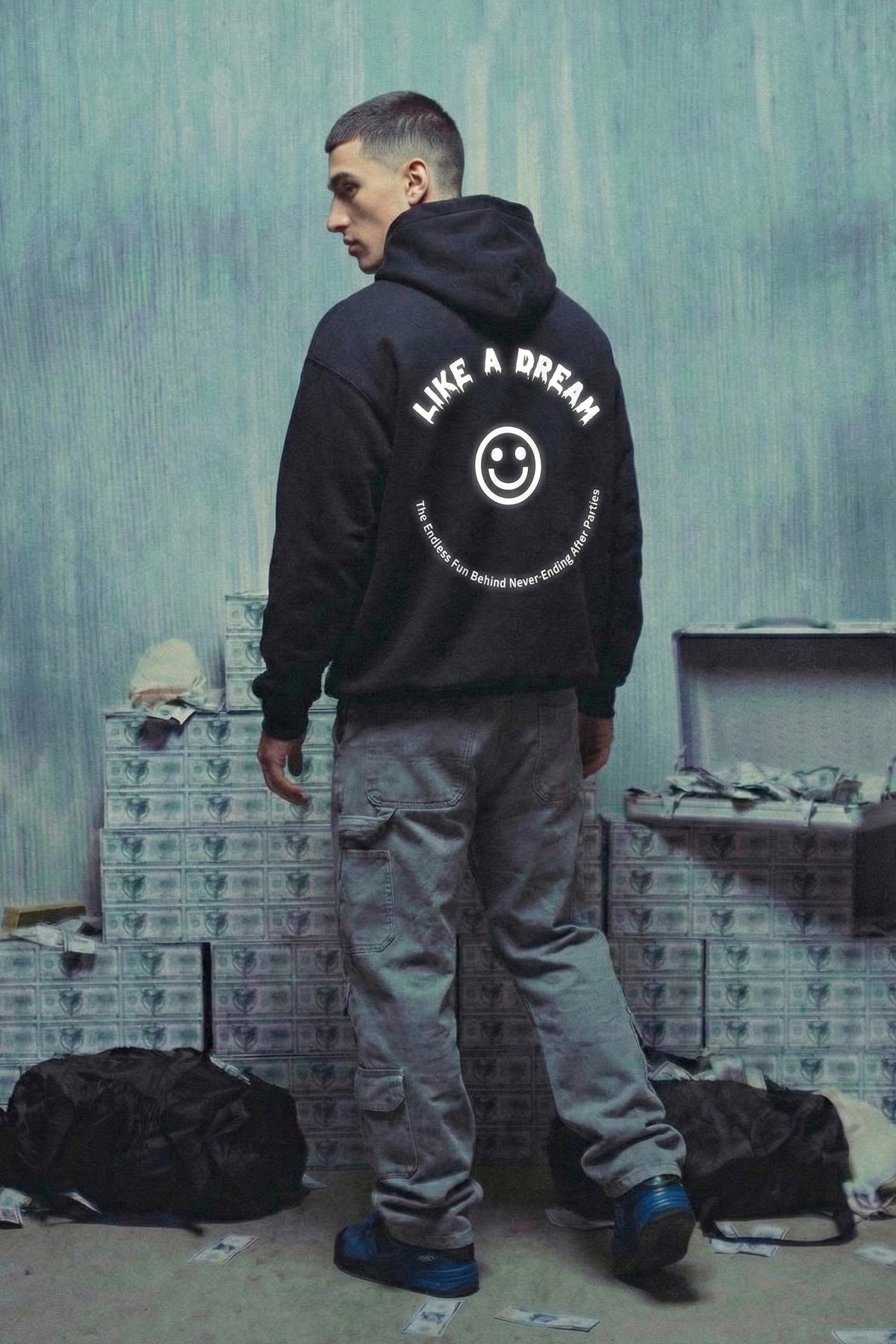 Siyah Kapüşonlu Sweatshirt 'LIKE A DREAM'