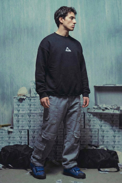 Unisex Siyah Oversize Sweatshirt 'AFTERWEARE PYRAMID EYE'