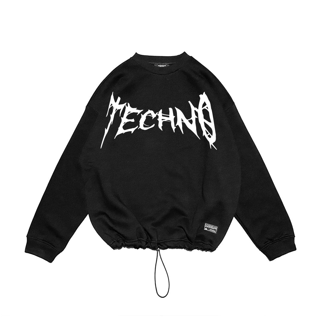 OVERSIZE BLACK SWEATSHIRT 'I AM TECHNO' REFLECTIVE.