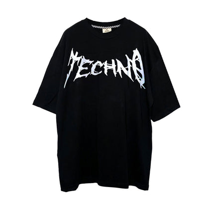 OVERSIZE BLACK T-SHIRT 'TECHNO EDGY' REFLECTIVE