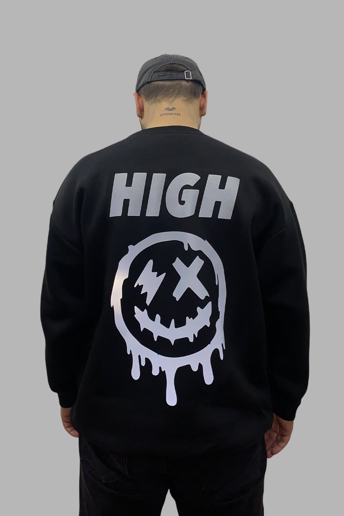 High baskılı siyah sweatshirt